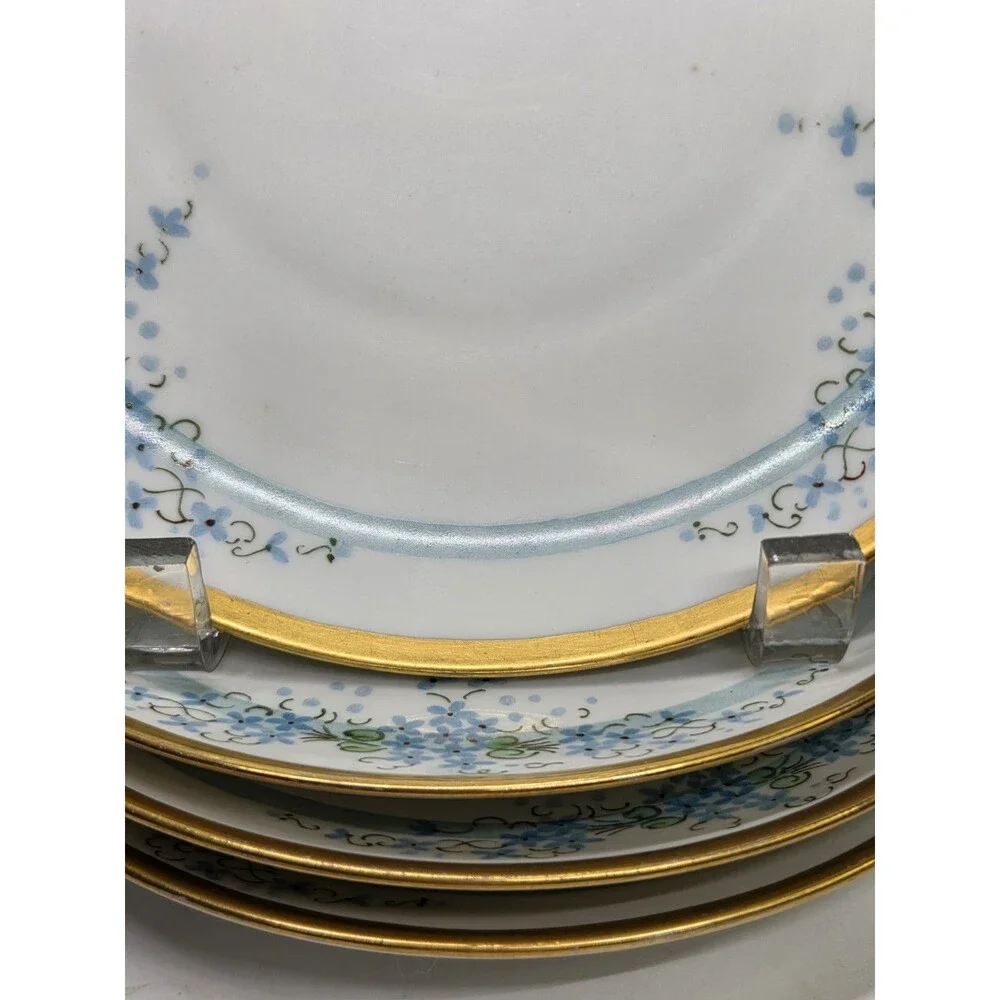 Set Of 4 Antique KPM Salad Plates Hand Painted 8